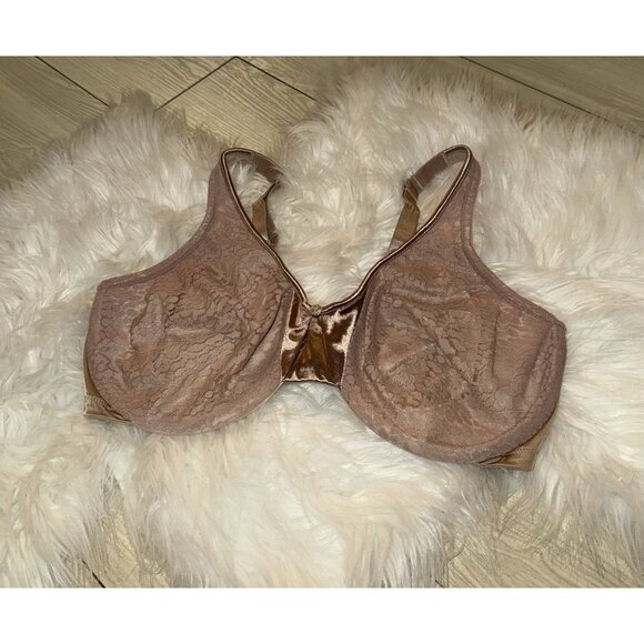 Olga 35802 Signature Support Lace Minimizer Bra Unpadded UW Womens 38D Beige - Picture 1 of 6